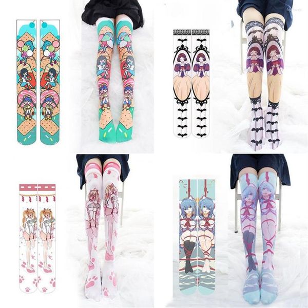 Kadınlar SOCKS Japon kız uyluk çorapları harajuku sevimli karikatür diz üstü uzun seksi yüksek tüp anime ağrı cosplay319y