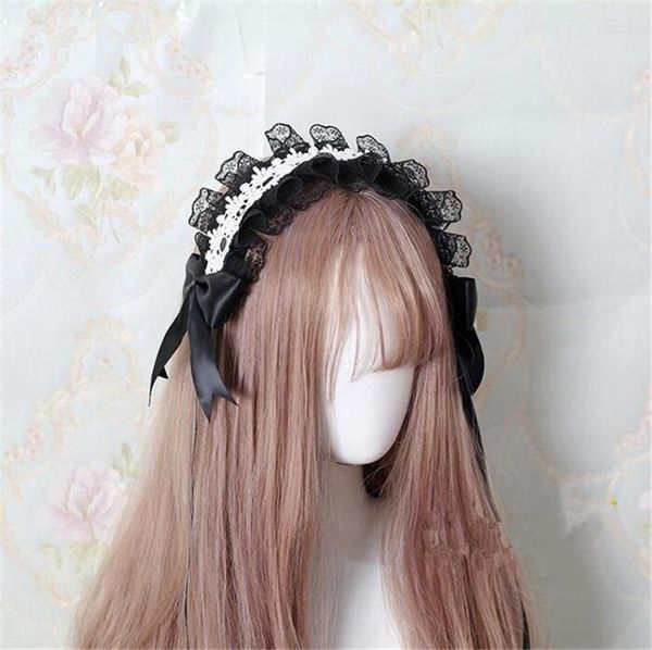 Fontes de festa Jardim de rosas de anjos vintage japonês doce lolita laço laço headwear acessórios de faixa de cabelo de empregada d793
