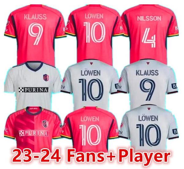 L ouis City JERSEYS DE FUTEBOL MLS HOME Away st Louis''RED' SC branco NILSSON 4 KLAUSS 9 NELSON GIOACCHINI VASSILEV BELL PIDRO CAMISA DE FUTEBOL Masculino fãs jogador LOWEN66