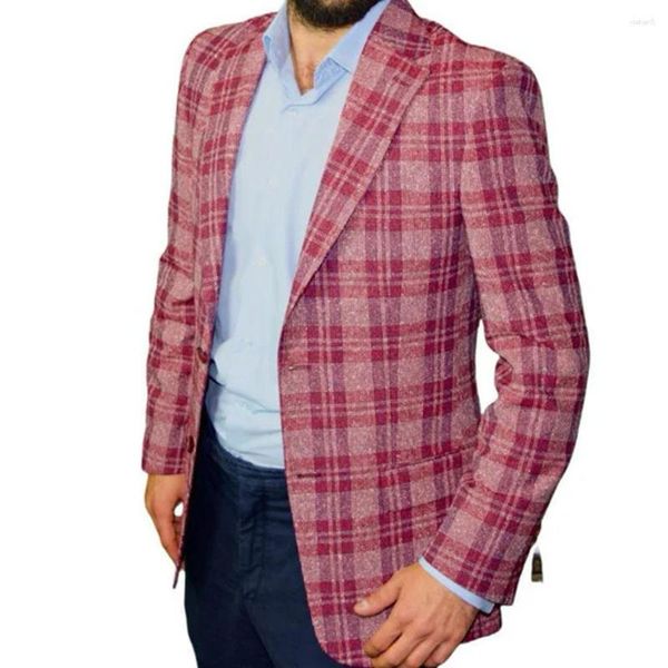 Ternos masculinos Blazer Regular Fit Qualidade Especial Tecido - Jaqueta Cor Vinho Para Homens Produção de Designer Londoner