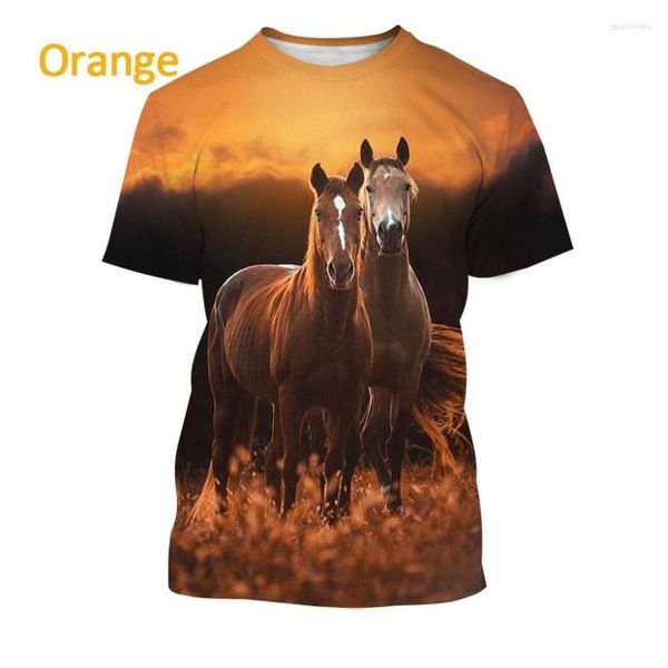 T-shirt da uomo 2023 Estate Animale Cavallo Stampa 3D T-shirt Personalità Moda unisex Camicia a maniche corte carina Taglie forti XS-5XL