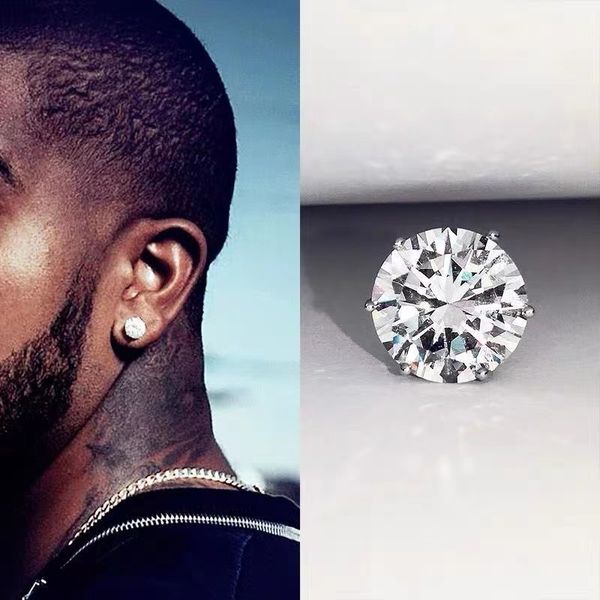 2024 Nuovo modello Stud classico orecchino di diamanti Desinger gioielli per gli uomini S925 argento sei artigli intarsiato con orecchini di diamanti Hiphop Trend Moissanite orecchini di pietra s