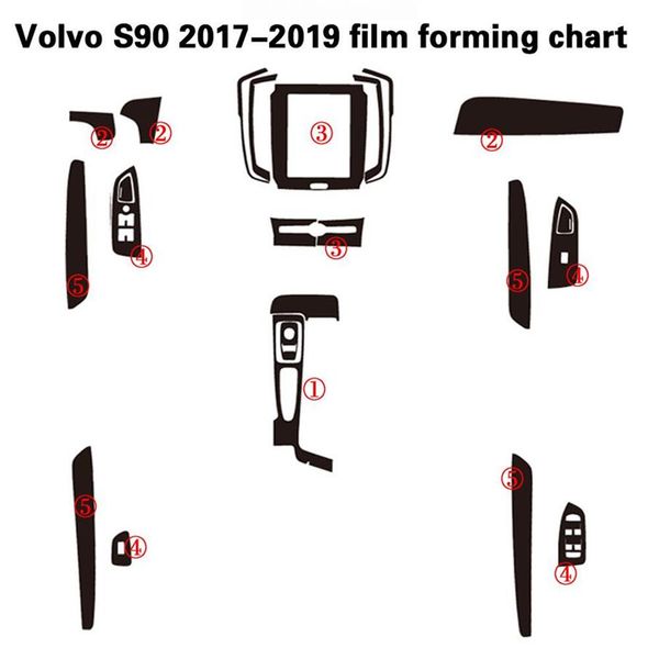 Para volvo s90 2017-2019 adesivos de carro autoadesivos 3d 5d fibra de carbono vinil adesivos de carro e decalques estilo do carro acessórios287h