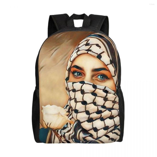 Zaino Keffiyeh Palastinian Girl Laptop Uomo Donna Basic Bookbag per scuola Studente universitario Palestina Hatta Kufiya Borse