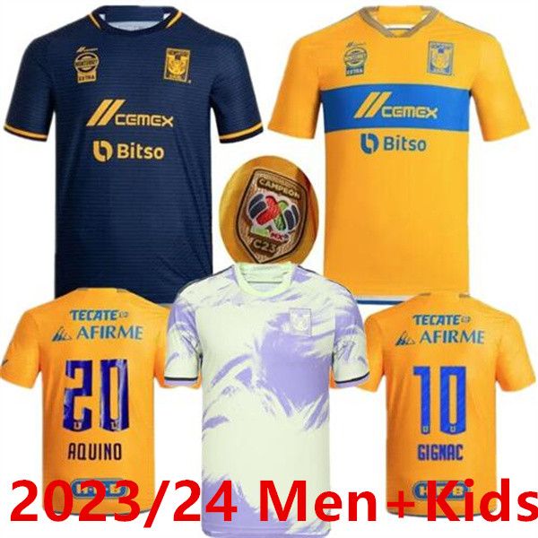 Hochwertige Tigres-Fußballtrikots 2023/24 Fußballtrikots GIGNAC F.THAUVIN FERNANDEZ NICO PIZARRO C.SALCEDO VARGAS Männer-Kinder-Kits