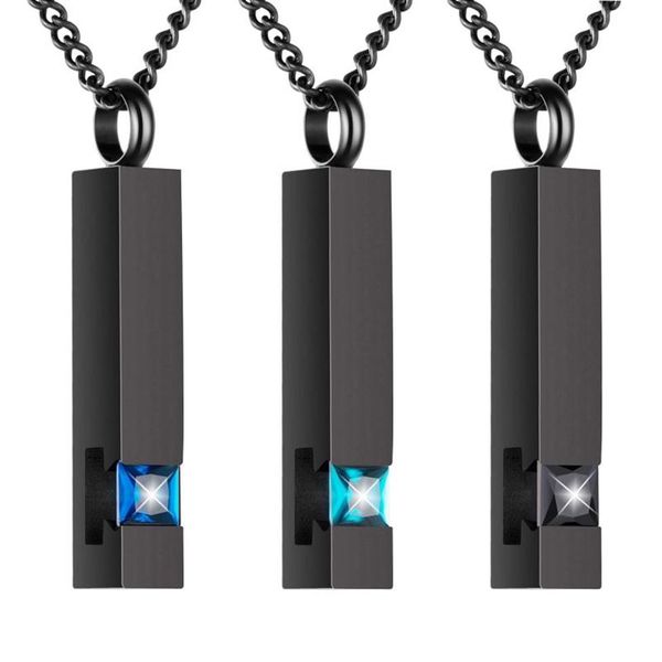 Correntes 3 Pcs Cristal Cremação Jóias para Cinzas Prata Urna Colar Cinzas Birthstone Cubo Urnas Memorial Pendant261k