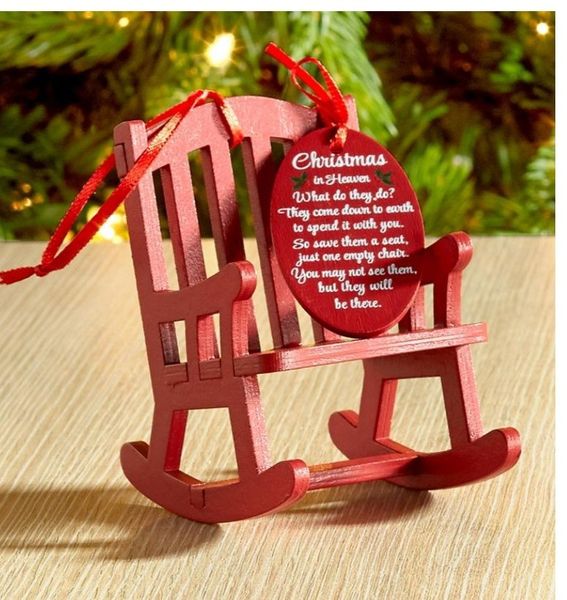 Natal artesanato de madeira pequena cadeira de balanço decoração comemorativa um conjunto de etiqueta de cadeira árvore de natal pingente cena decoração