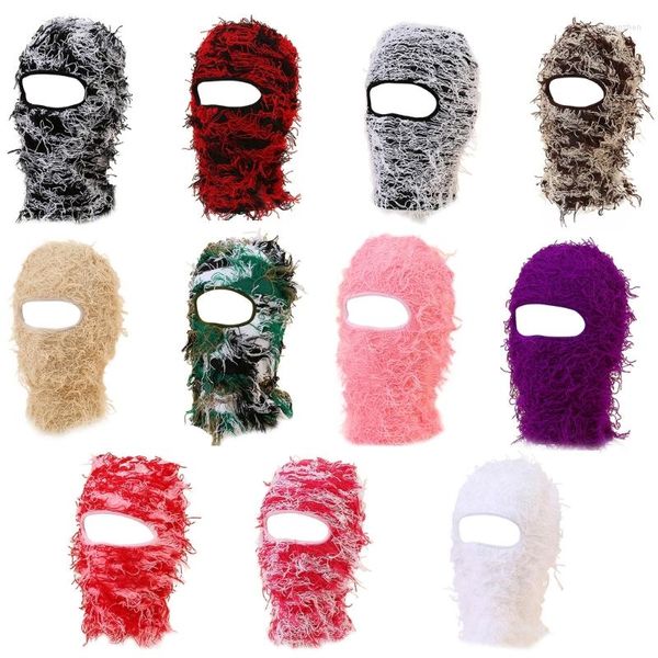 Berretti Cappello da sci antivento Maschera di lana Peluche monoforo con jacquard mimetico