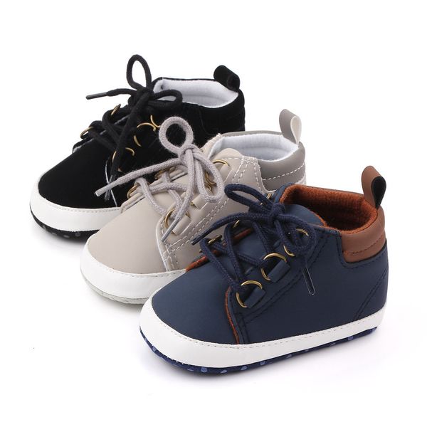 First Walkers Brand Born Baby-Jungenschuhe, weiche Sohle, Krippen-Säuglingsstiefel, Anti-Rutsch-Sneaker, solide, für 1 Jahr alt, 0–18 Monate, 230915