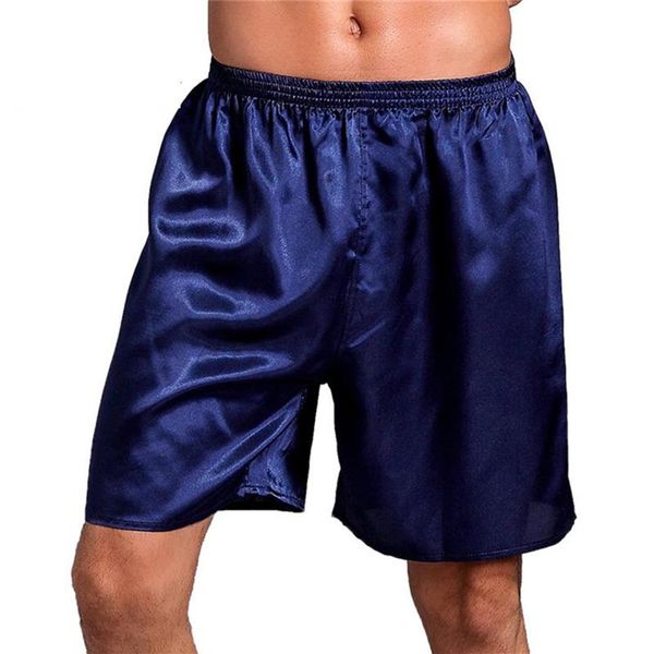 Cuecas tamanho grande 5xl cetim homens boxers sexy roupa interior confortável cor sólida legal verão mens sleepwear shorts hombre cuecas236t