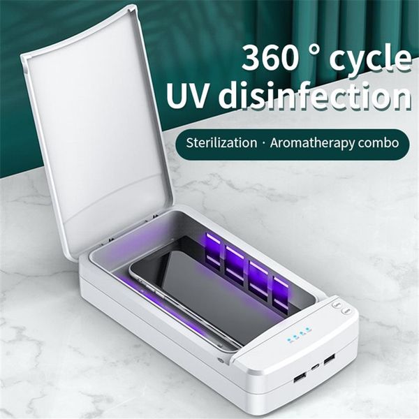 Caja de desinfectante con luz UV Desinfectante con mascarilla para teléfono UV Esterilizador UVC para teléfonos inteligentes Clínicamente probado mata el 99,9% de los gérmenes Bacterias2706