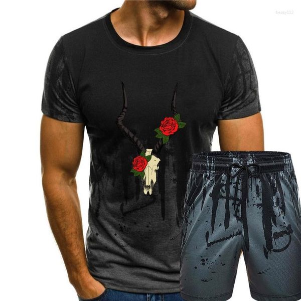 Herren-Trainingsanzüge, Siebdruck-Shirt einer tätowierten Frau mit gehörntem Totenkopf, Herren-T-Shirt