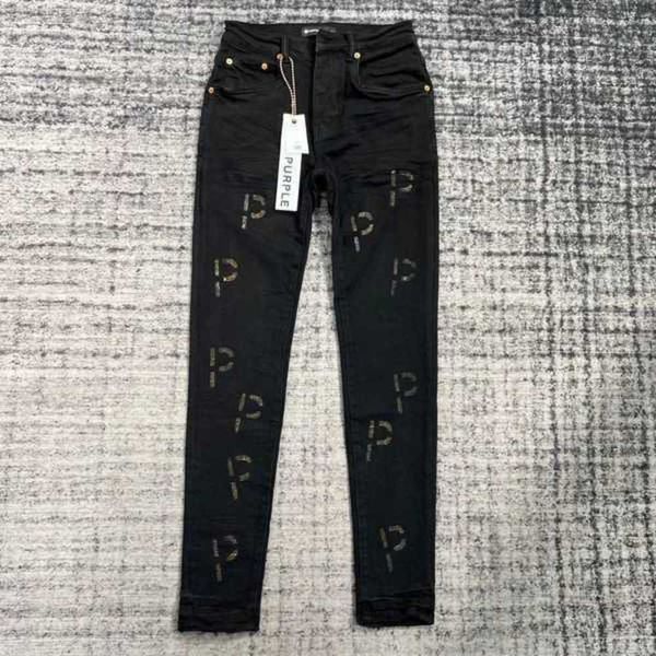 Neue Herrenjeans in Lila, Designer-Herrenjeans in Lila, heißer Verkauf, Rip-Straight-Jeans in regulärer Denim-Waschung, alte lange schwarze Jeans 6hsr6hsr