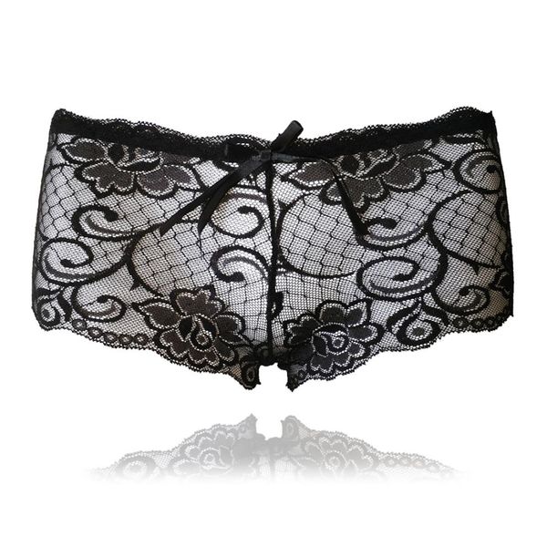 Sexy calcinha de renda sem costura calcinha feminina senhoras moda boyshorts feminino fino transparente flor rendas boxers 6188r