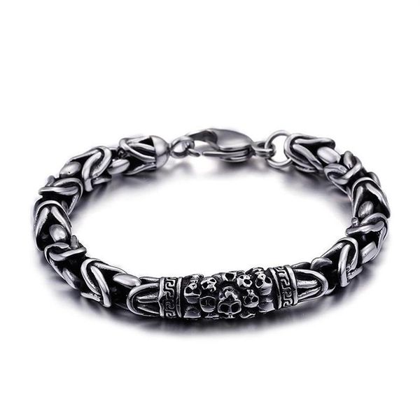 Link Kette Mode Vintage Stil Viking Armband Handgelenk Silber Farbe Charme Schädel Für Männer Jewelry2509