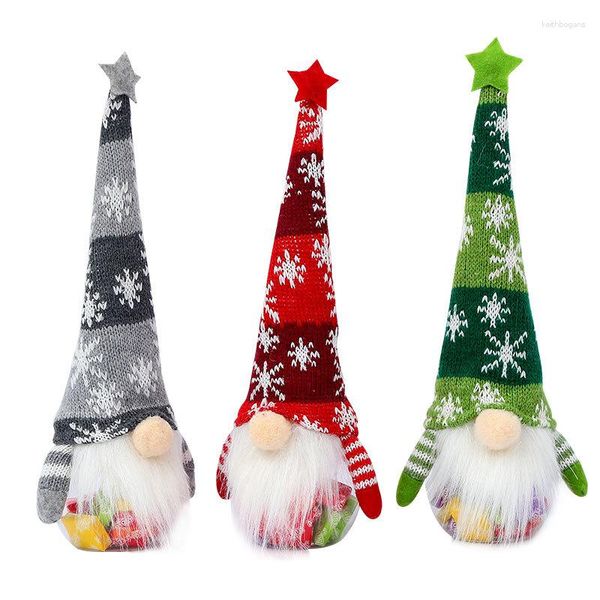 Estatuetas decorativas 3 peças caixa de presente de doces de natal rudolph latas janela decoração de mesa dia das crianças