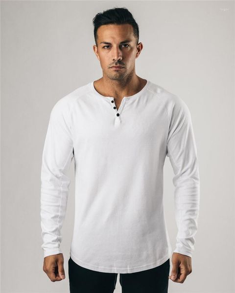 Мужские футболки, спортивная футболка, осенний тренд, тонкая длинная дышащая рубашка с рукавами для бодибилдинга, винтажная