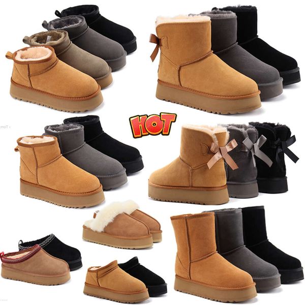 Uggslies-Stiefel, flauschige Schneestiefel, Tasman-Stiefel, Mini-Damen-Winter-Australien-Plattform, Ug-Stiefel, Slipper, Knöchel, Wollschuhe, Schaffell, echtes Leder, klassische Designer-Stiefeletten