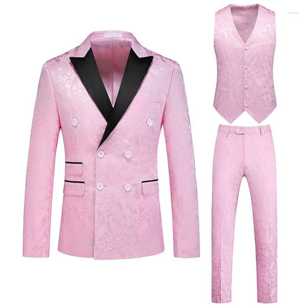 Erkek Suits 2023Costume Homme de Luxe (Blazer yelek pantolonları) Düz renk içi oyuk Avrupa İngiliz İngiliz üç parçalı takım elbise