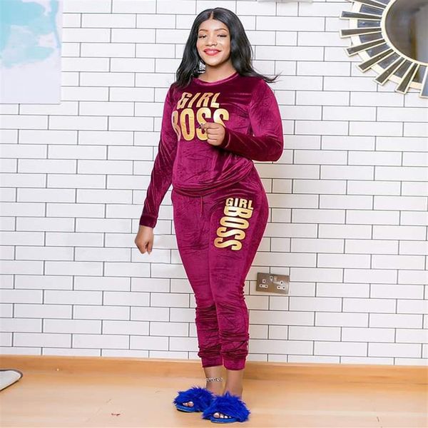 CM Yaya Plus Size TrackSuits XL-5XL Печать печати Velvet Women's Set Set The Top Jogger Bann