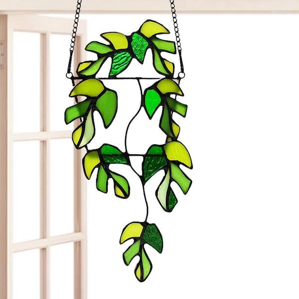 Figurine decorative Finestra acrilica Foglie sospese Foglia pendente Suncatcher in vetro stile verde finto per l'estate