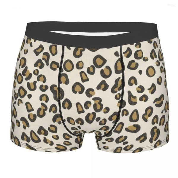Cuecas marrom leopardo impressão calcinha respirável shorts boxer briefs roupa interior masculina ventilar