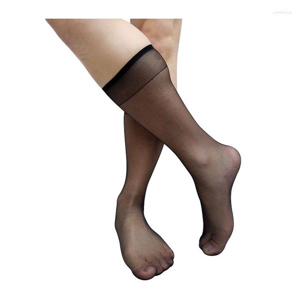 Calzini da uomo Sottili trasparenti da uomo Formali Vedi Throgh Softy Nylon Abito di seta per uomo Calza sexy Lingerie Tinta unita Moda