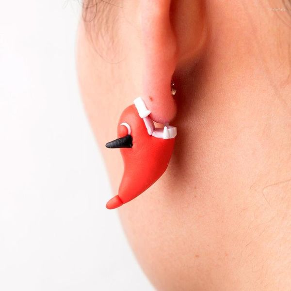 Brincos de parafuso prisioneiro brincospaiai 30 argila de polímero bonito vermelho pequeno diabo para mulheres moda jóias 3d animal piercing brinco meninas crianças presente