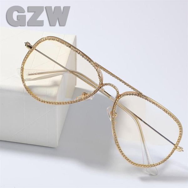 Montature per occhiali con diamanti bling placcati oro argento di nuova moda per uomo e donna Iced Out CZ Pietra zircone cubico Hip Hop Vetro semplice R307y