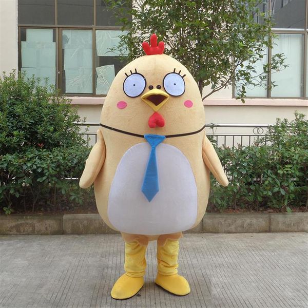 2018 di alta qualità super carino giallo grande grasso pollo grandi e occhi rotondi mascotte costume abito da festa natalizio 230f