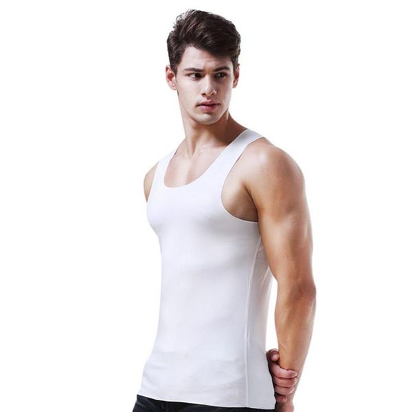 Eis Seide Männer Bequeme Fitness Unterhemden Hohe Qualität Elastische Grundlegende O Hals Ärmellose Männliche Tank Tops Plus Größe L XL XXL XXXXL187b