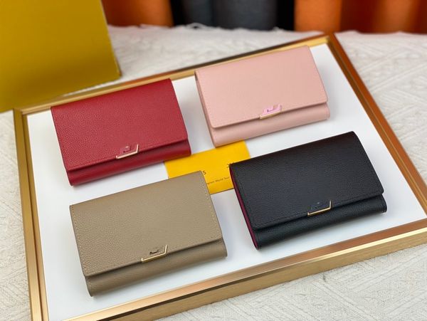 Luxus Marke Frauen Kurze Brieftaschen Metall Brief Haspe Flip Brieftaschen Designer Marke Damen Zipper Karte Taschen Münze Geldbörsen Berühmte Marke Weibliche Kurze Clutch Taschen Geldbörse Tasche