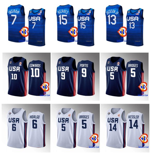 2023 Team Coppa del Mondo USAS Basketball Jersey Anthony Edwards Brandon Ingram Paolo Banchero Mikal Bridges Jalen Brunson Jaren Jackson Jr. Hot Press Jersey Size S-XXL