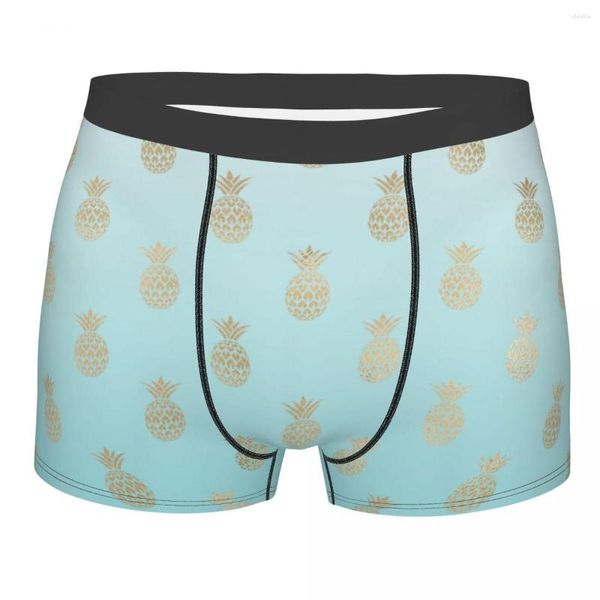 Mutande Uomo Oro Ananas Boxer Slip Pantaloncini Mutandine Intimo traspirante Moda maschile Taglie forti