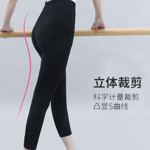 Abbigliamento da palcoscenico Pantaloni da danza classica per bambini Pantaloni a 9 punti Ragazze Leggings da donna per ginnastica professionale per adulti in cotone pieno nero per ballare