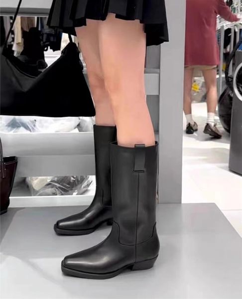 Hohe Stiefel ohne Reißverschluss, Kampfstiefel mit hohem Absatz, 100 % Leder, Stiefel, Stiefeletten für Damen, Luxus-Designer-Schuhe, Fabrikschuhe, Größe 35–41