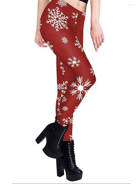 Leggings femininas Mulheres S Christmas Snow Print Slim Fit Workout Stretch Fitness Collants BuLifting Yoga Calças