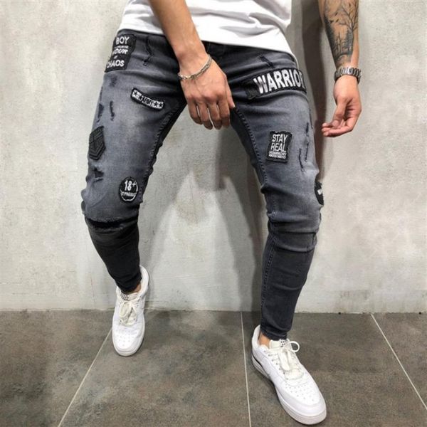 Jeans para hombres Diseñador Hombres Streetwear Hip Hop Ripped Biker Destroyed Frayed Motorcycle Joggers Skinny Denim Pants282s