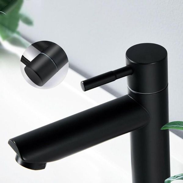 Badezimmer-Waschbeckenarmaturen, schwarzes Waschbecken, Küchenmischbatterie, Edelstahlstruktur, G1/2, Installa Cold Matte Faucet Taps