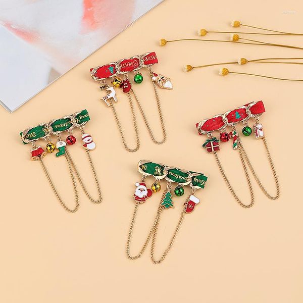 Spille Spilla natalizia colorata per donna Squisita campana di Babbo Natale Albero di alce Spille con ciondolo Accessori di gioielli Regali annuali