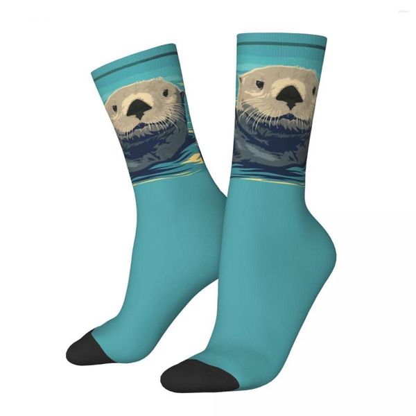 Мужские носки в стиле хип-хоп, винтажные носки с изображением Аляски, сумасшедшие компрессионные носки унисекс с выдрой для любителей домашних животных в стиле Харадзюку, носки для экипажа, подарок для мальчиков