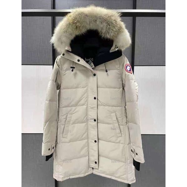 Kanadischer Winter-Outdoor-Damenmantel, mittellang, langärmelig, mit Kapuze, kalter und winddichter warmer Daunenmantel, Jackenmantel, 90 % Gänsedaunen, Größe S-xxl754