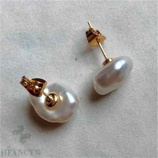 Mode weiße Farbe Barock Perle 18K Gold Ohrringe Kultivierung Schmuck Aurora Perle Persönlichkeit hypnotisierend Diy 210616273z