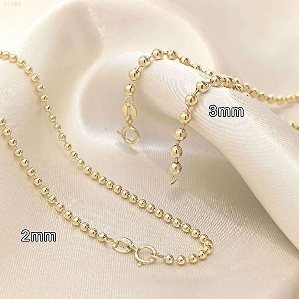 Modeschmuck Großhandel Italienische Massive Kette 2mm 3mm Perle Gold Bulk Au750 für Damen Herren Halskette