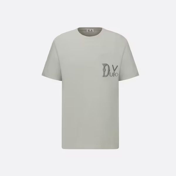 Duyou Herren entspannte Fit T-Shirt-Marke Kleidung Männer Frauen Sommer T-Shirt mit gestärktem Logo Slub-Baumwolltrikot hochwertige Tops 7191