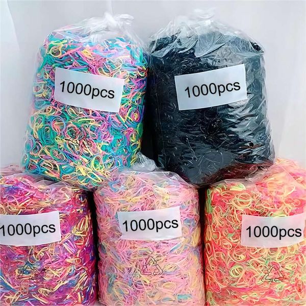 1000 PCS Renkli Tek Kullanımlık Saç Bantları Scrunchie Elastik Kauçuk Bant At kuyruğu Tutucu Kawaii Saç Aksesuarları Dayanıklı Saç Bağları