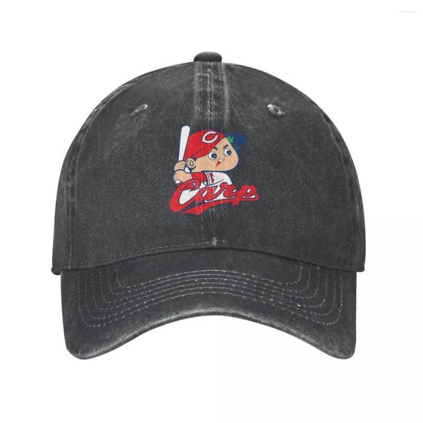 Berets Hiroshima Toyo Karpfen Baseball Caps Mode Gewaschene Denim Hüte Outdoor Einstellbare Casquette Hip Hop Cowboy Hut Für Unisex