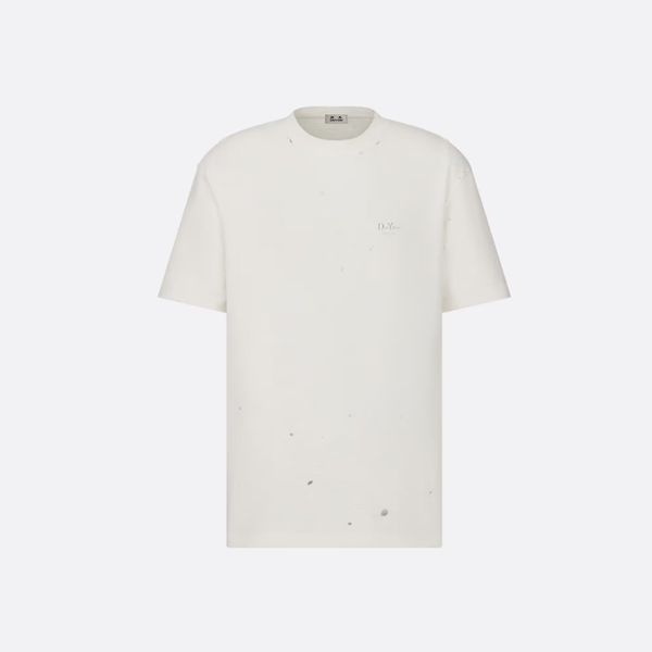 DUYOU Mens COUTURE RELAXED-FIT T-SHIRT Roupas de marca Mulheres Camiseta de verão com buraco estampado logotipo Slub Camisa de algodão de alta qualidade Tops Tee 7193