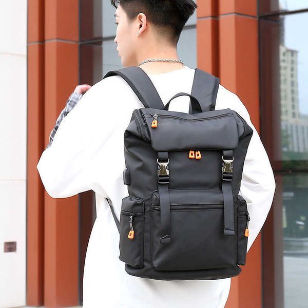 Verão coreano mochila estudante universitário mochila de viagem computador alta capacidade carregamento usb port230915