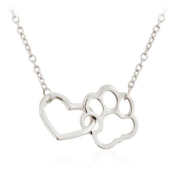 Aushöhlen Nette Herz Hund Katze Pfote Anhänger Halskette Tier Druck Freundschaft Schmuck Mutter Kind Liebe Necklaces326H